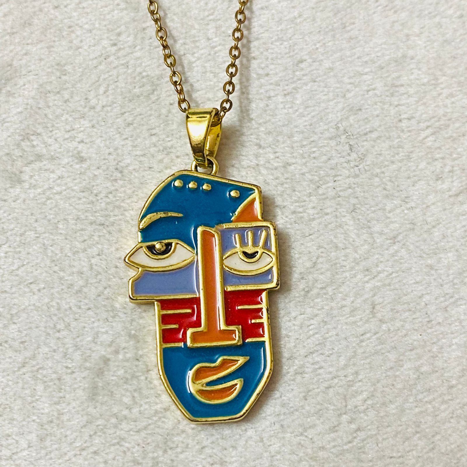Face Pendant Necklace  Anti-Tarnish