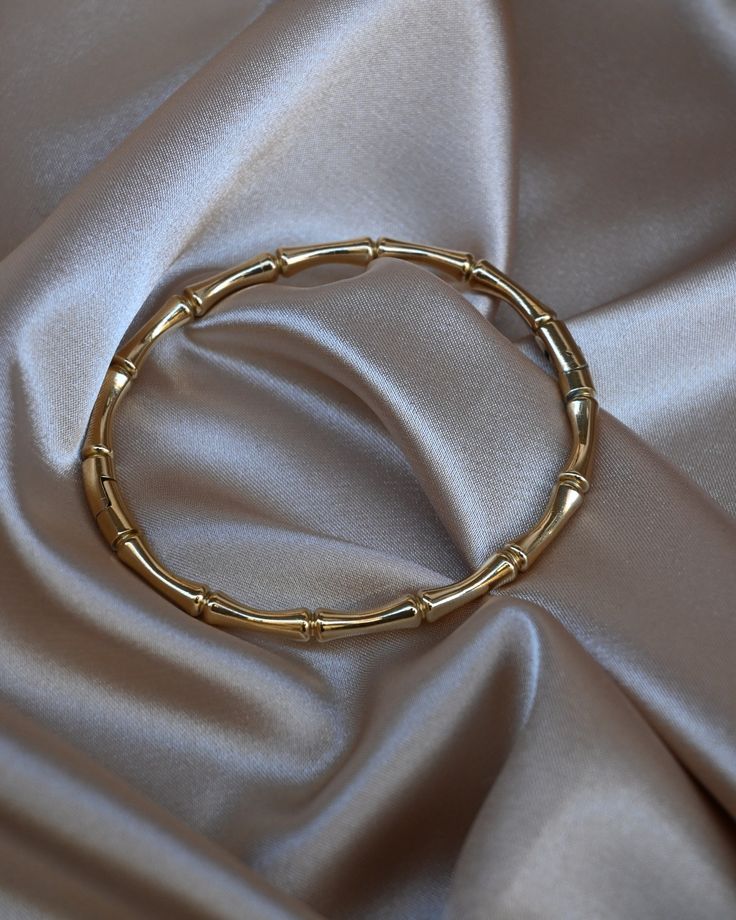 18K Gold Plated Bamboo Design Bangle | Stainless Steel Bracelet