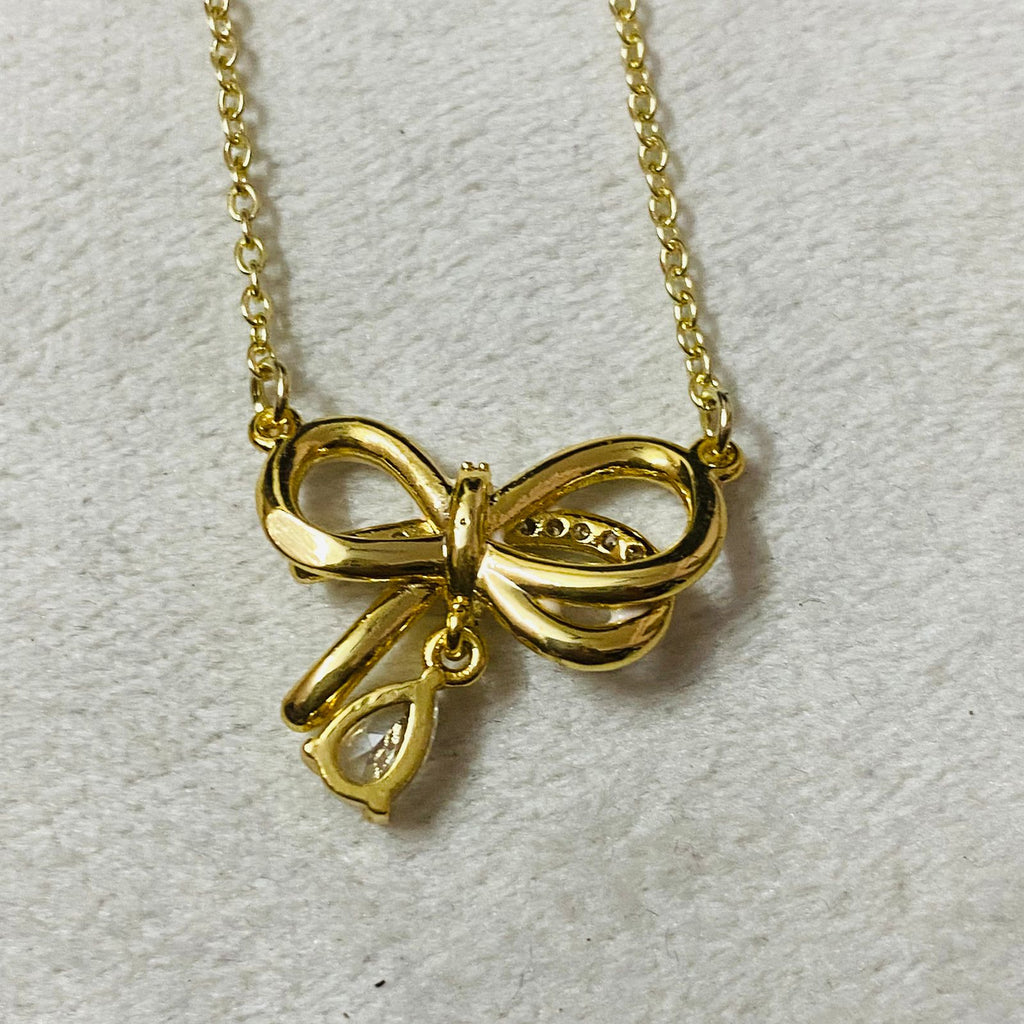 White Bow Minimal Necklace