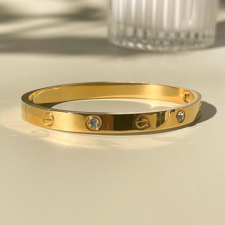Luxury Screw Bangle Inspired Design | 18K Gold Plated Stainless Steel Bracelet