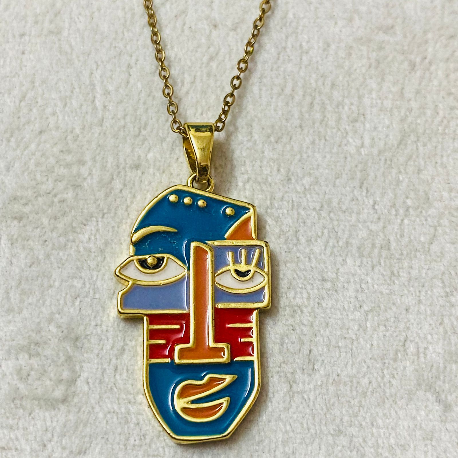 Face Pendant Necklace  Anti-Tarnish