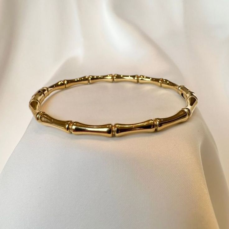 18K Gold Plated Bamboo Design Bangle | Stainless Steel Bracelet