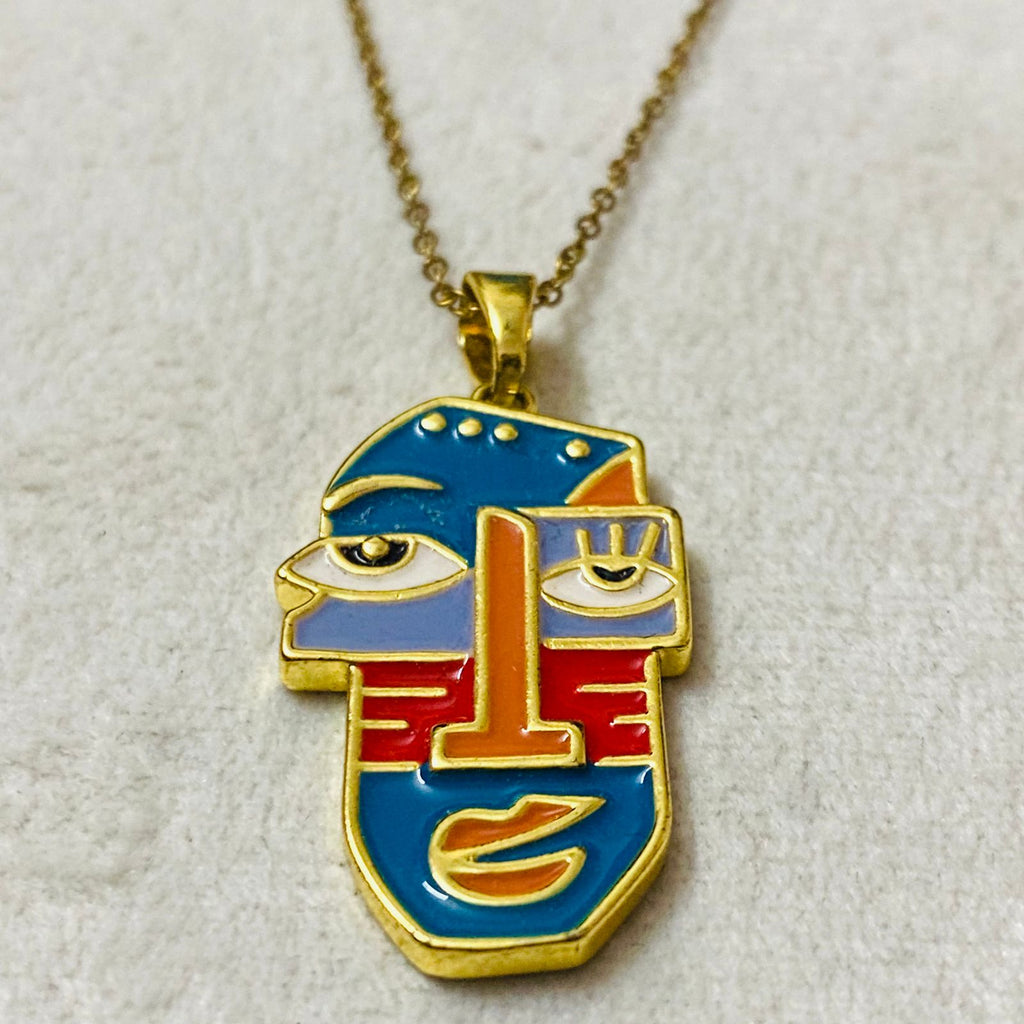 Face Pendant Necklace  Anti-Tarnish