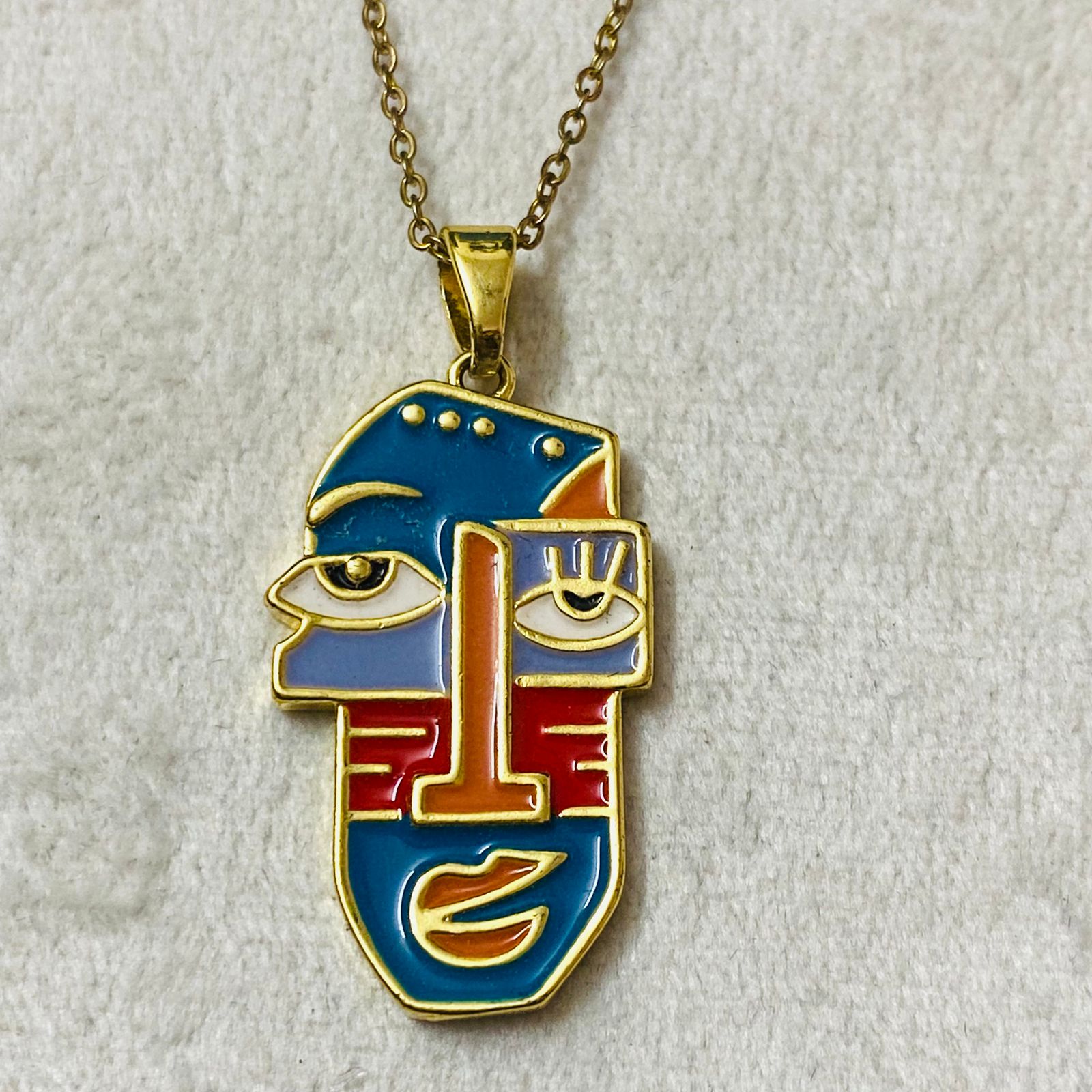 Face Pendant Necklace  Anti-Tarnish